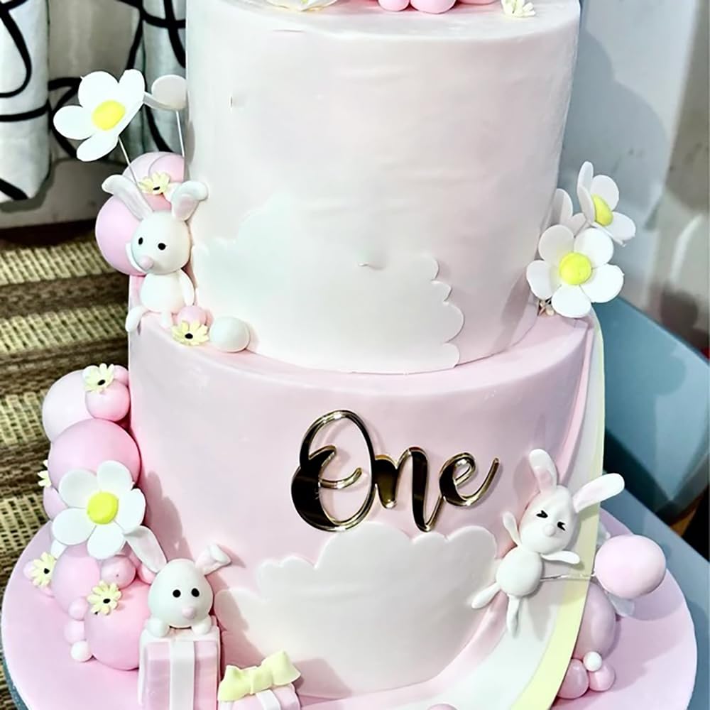 One Birthday Acrylic Cake Charm Topper,1st Birthday First Year
